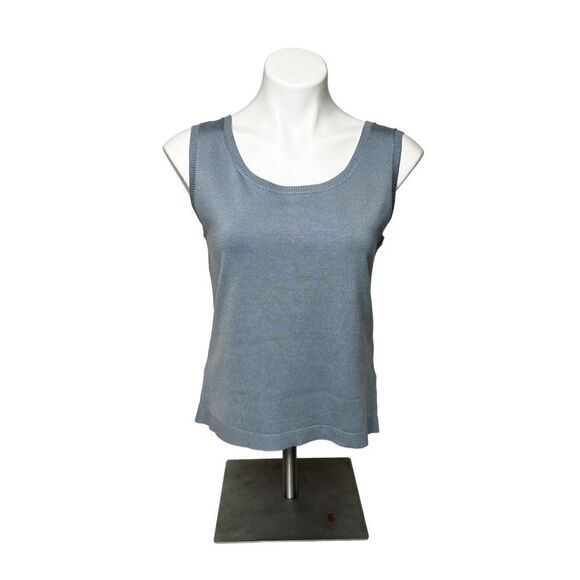 Trousers ETC NWT icy blue silk blend sleeveless shell sweater size L - Picture 1 of 12
